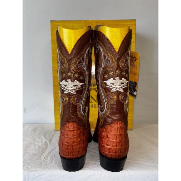 El General Cowboy Boots Exotic Leather Brown/red Croc Back Mens Sz 6 main image 11